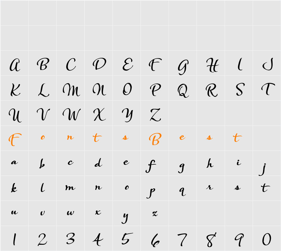 Bountiful Bold Character Map