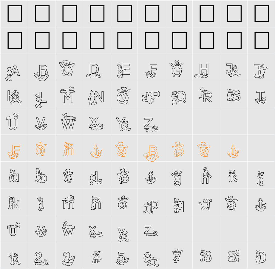 SP DR BY 2 DB Character Map
