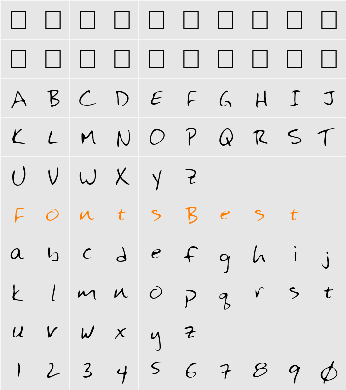 HansonsHand Character Map