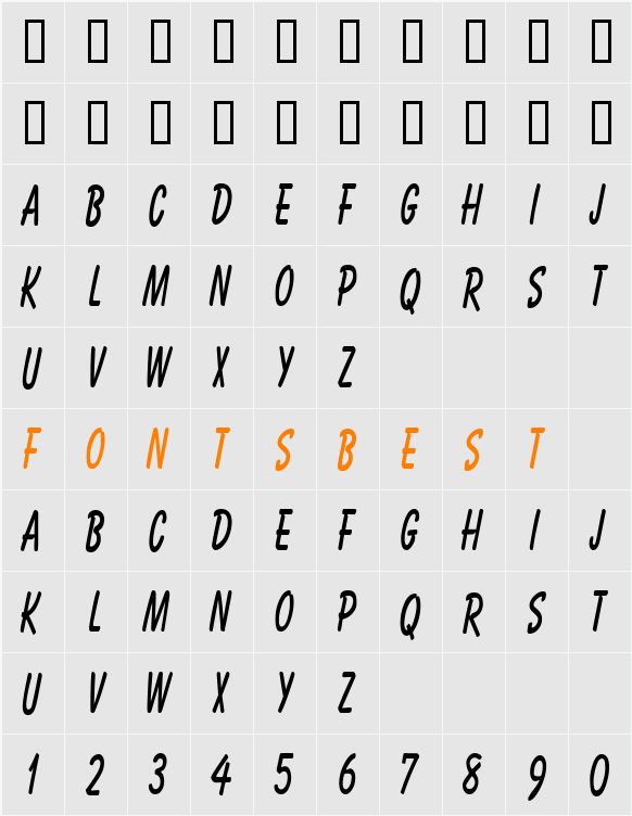 HotAirCondensed Character Map