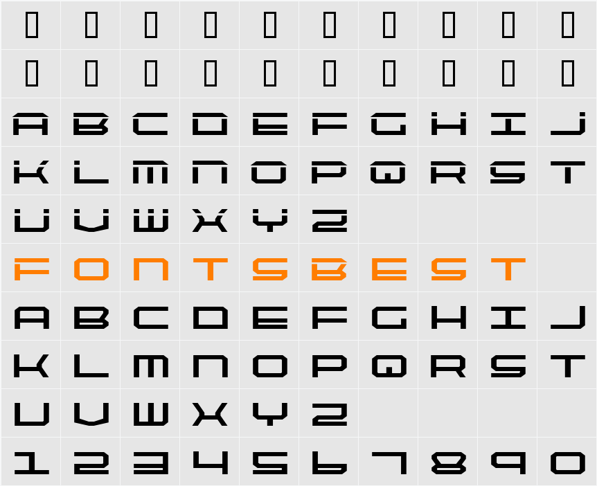QuickTech Bold Character Map