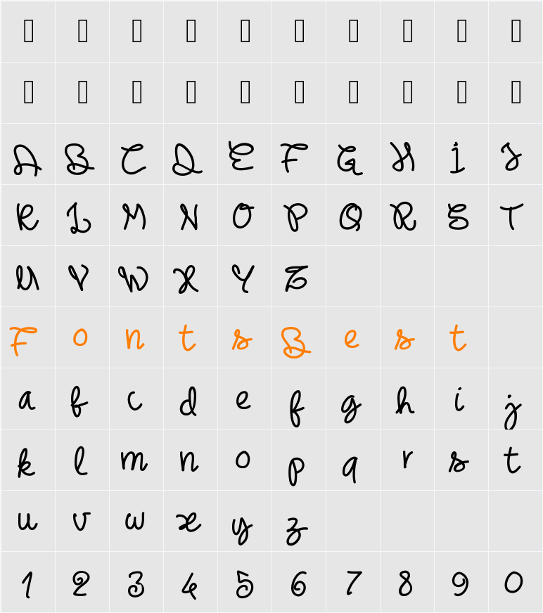 PWNoodleThing Character Map