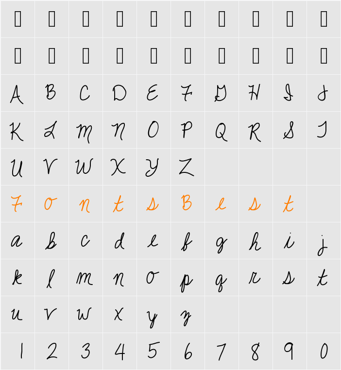 JackieKCursive Character Map