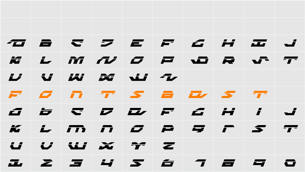 Nightrunner Laser Italic Character Map