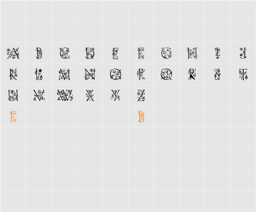Lilith-Initials Character Map