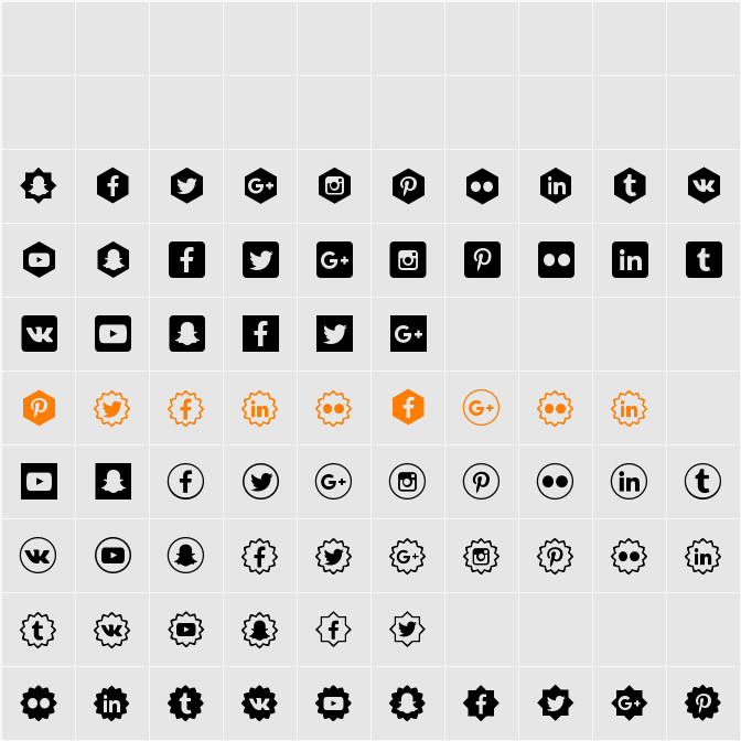 Social Shapes Character Map
