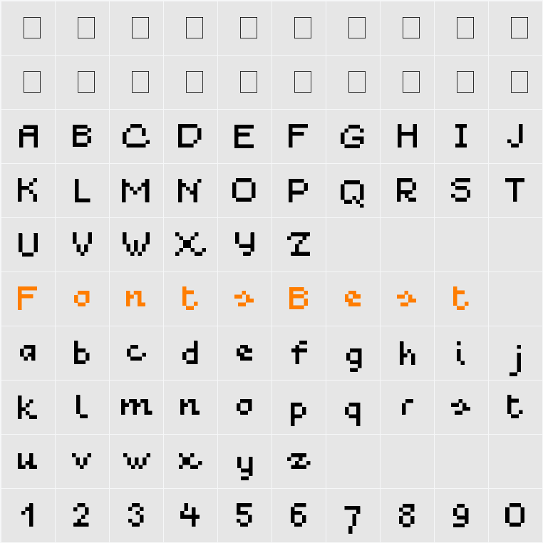 Blau 7pt Character Map