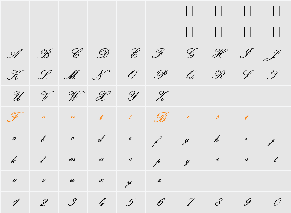 Script-P652 Character Map