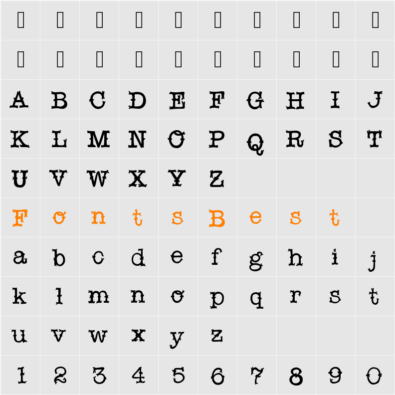 Snobhandscript Character Map