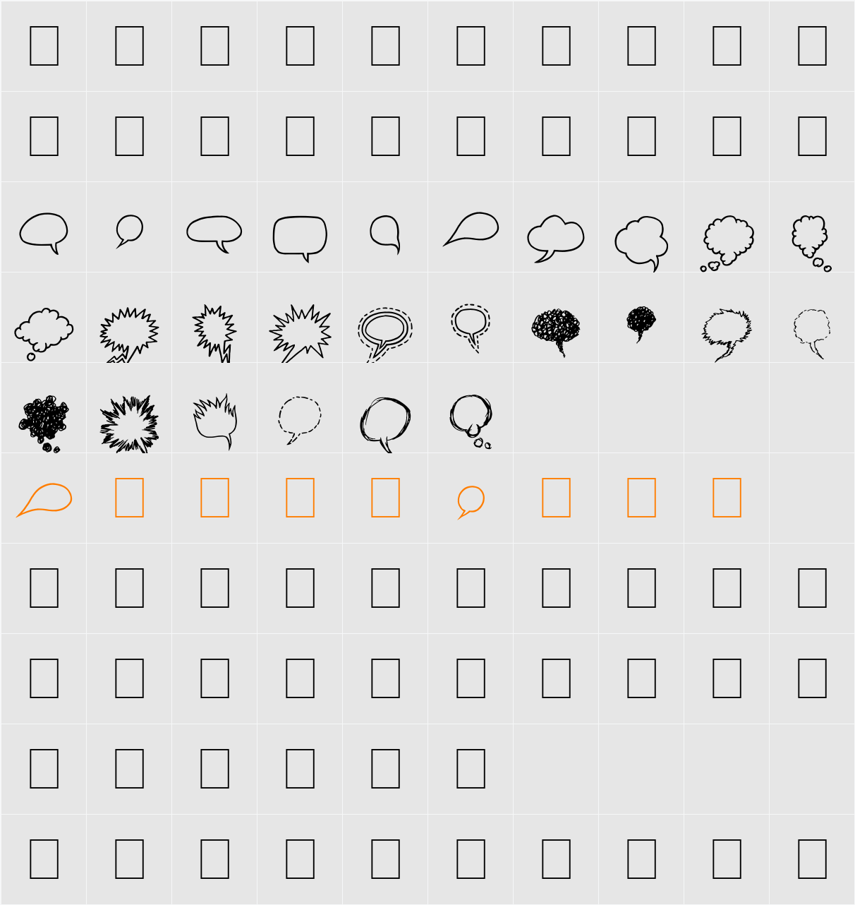 Comix Bubbles Character Map