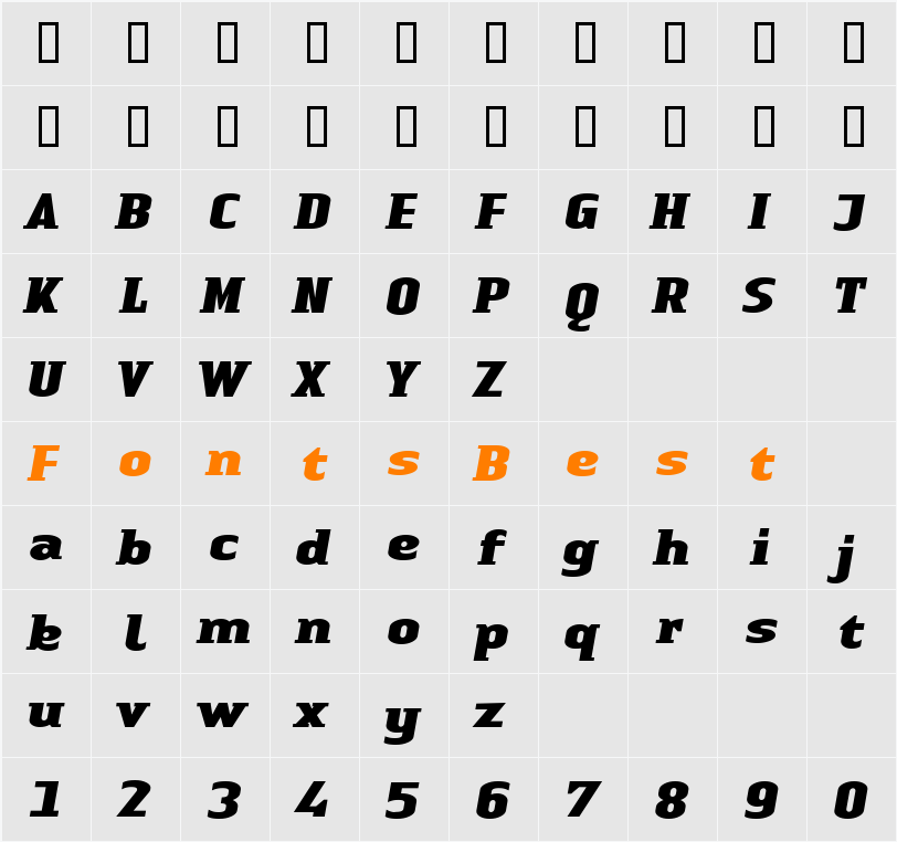 LTAuthenticSmallSerif Medium Character Map