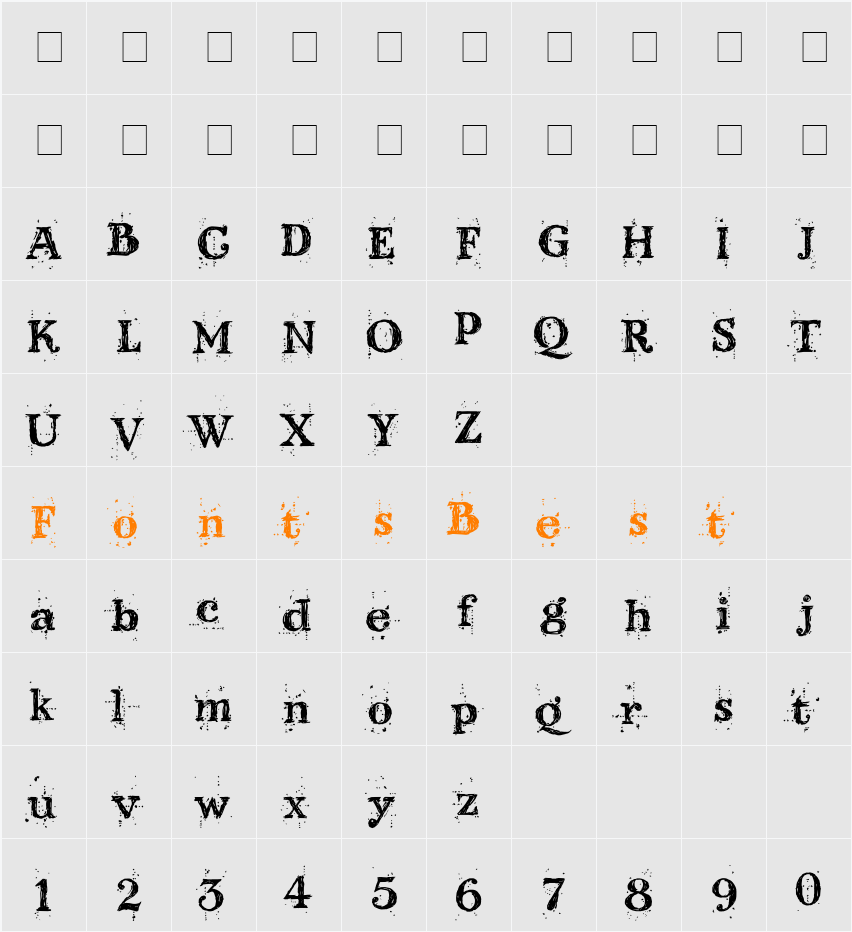 Kingthings Scrybbledot Character Map