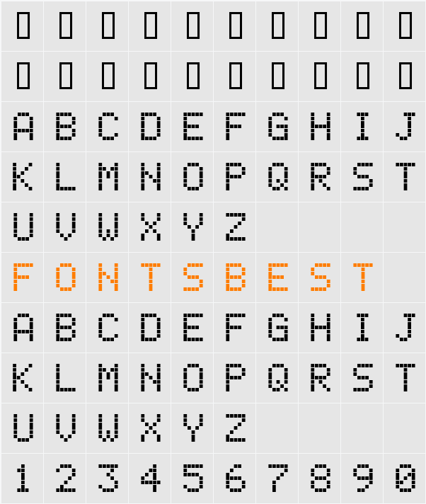 lcd phone Character Map