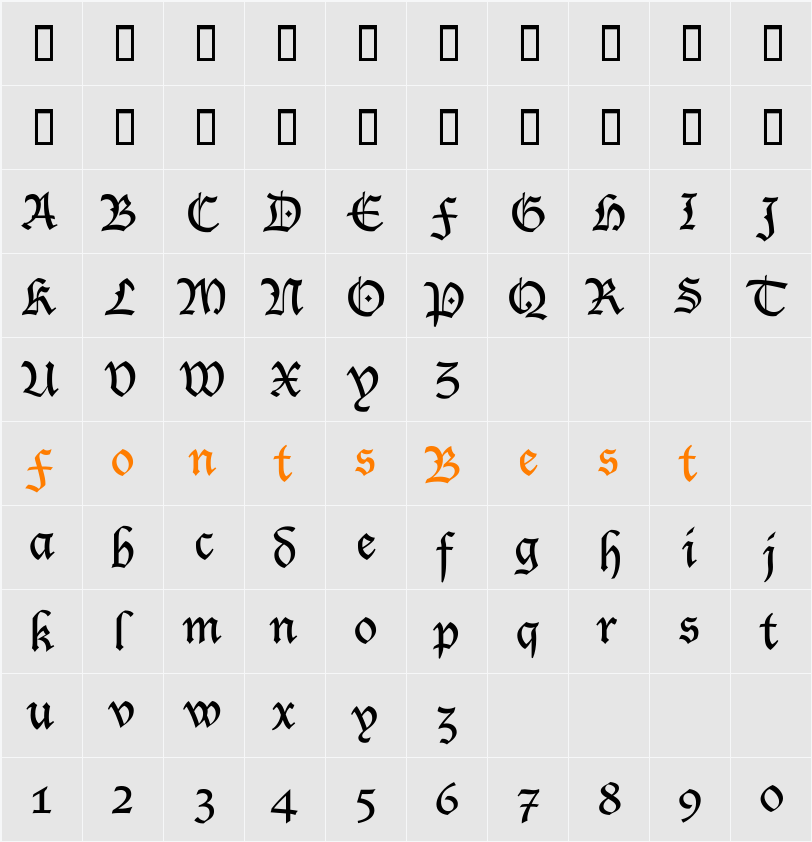 Lucida Blacklet Character Map