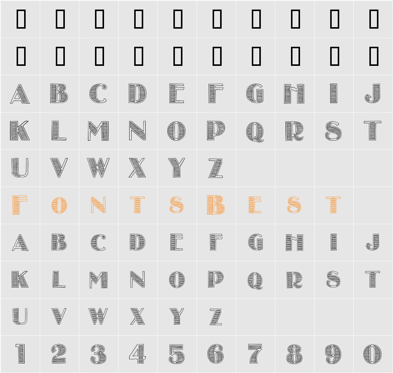 StripesCaps Character Map