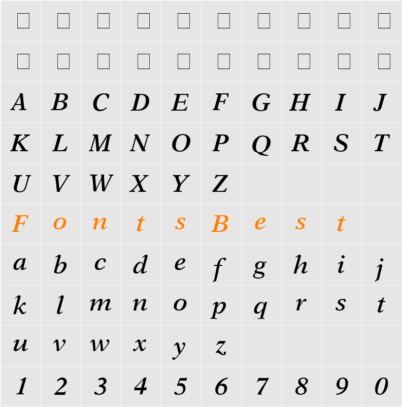 Orchid SSi Character Map