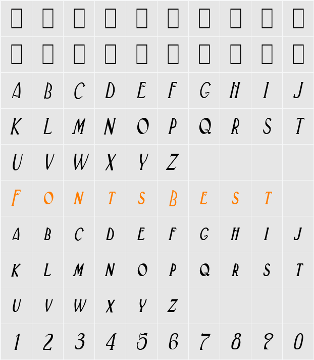 Deco-Condensed Character Map