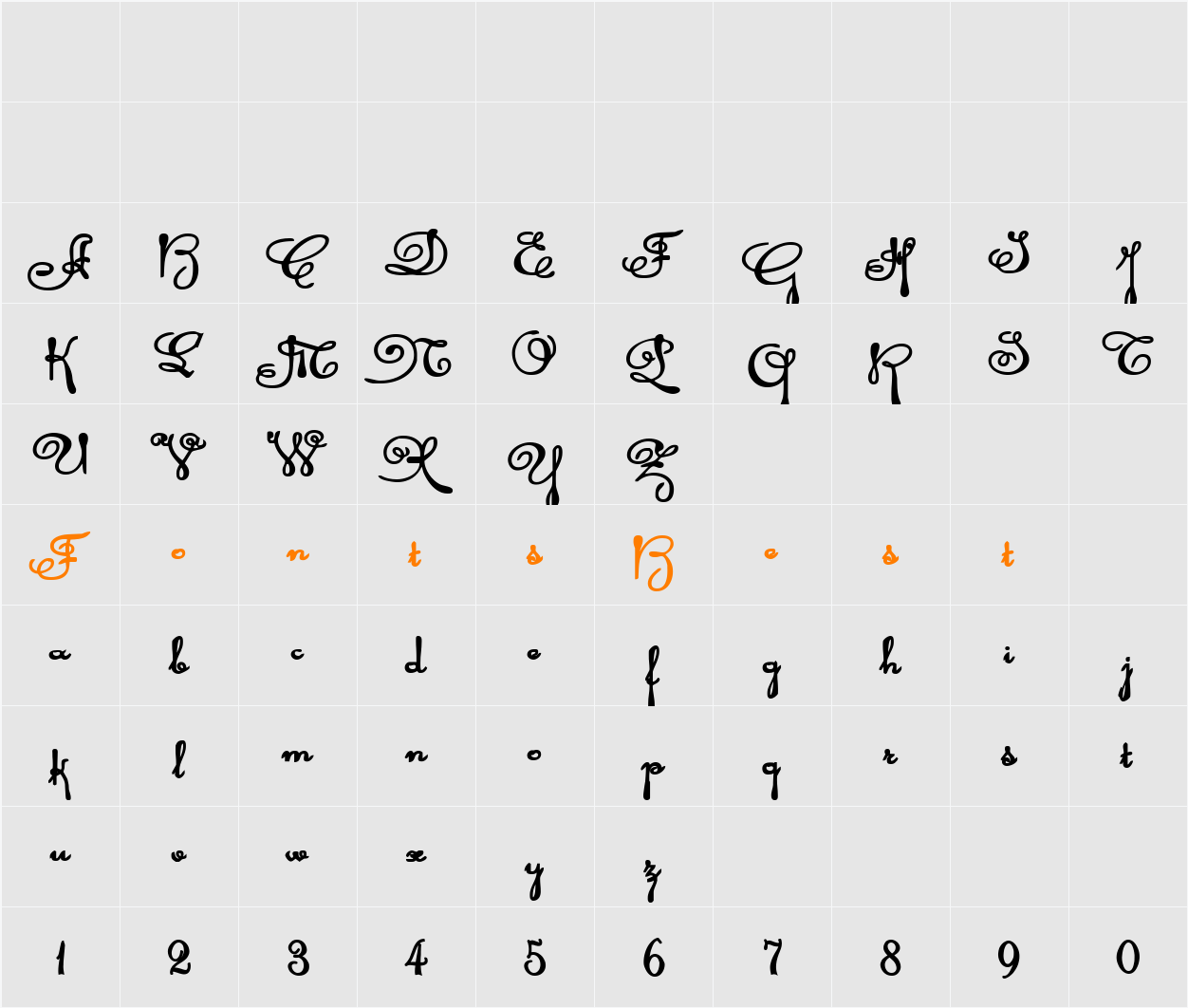 Rhalina Bold Expanded Character Map