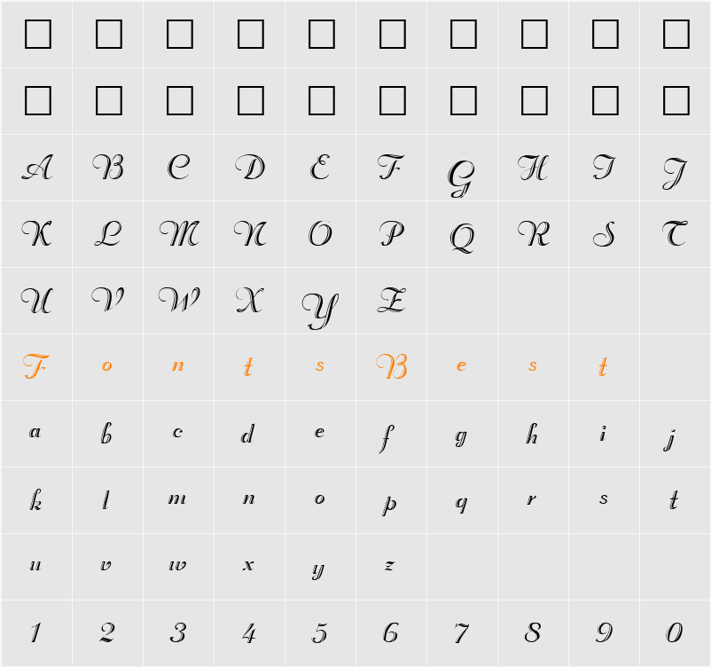 Rechtman-Script Character Map