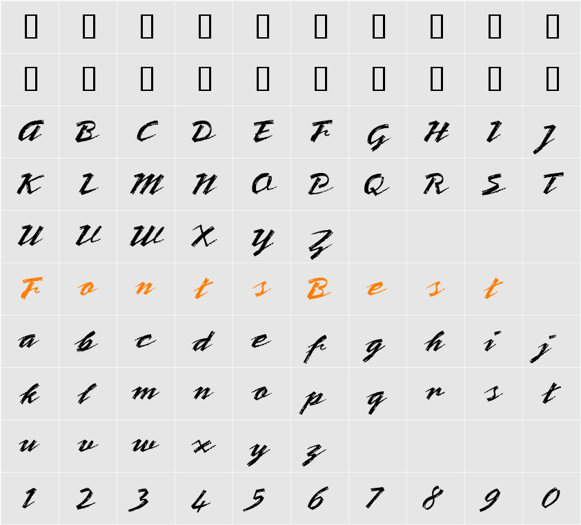 BronxLETPlain1 Character Map