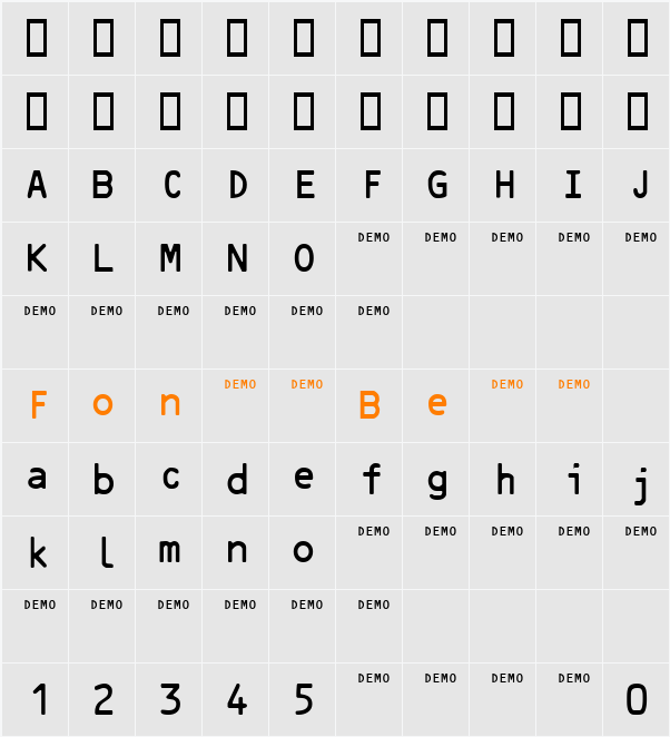 Sadocrbn Character Map