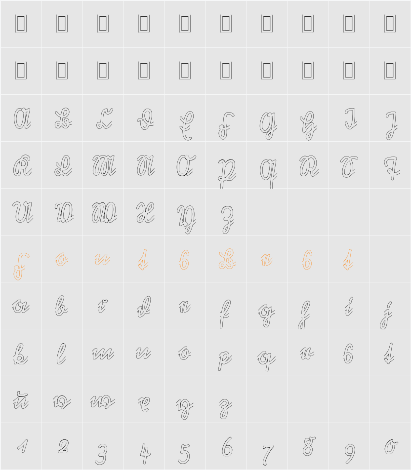 Rastenburg U1SY Character Map