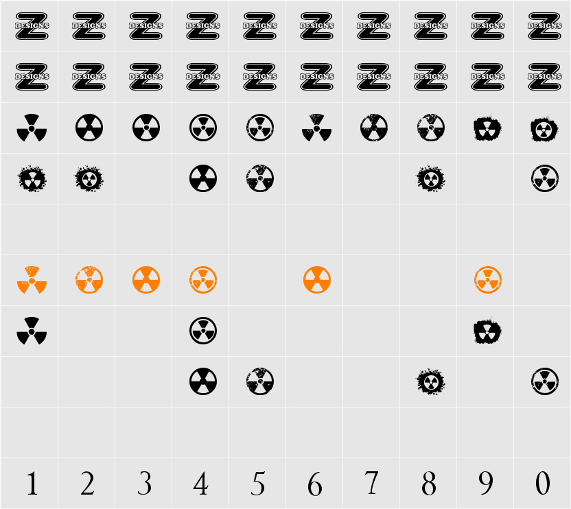 RADIATION Character Map