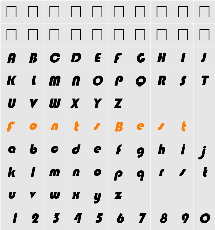 Blimpo Character Map