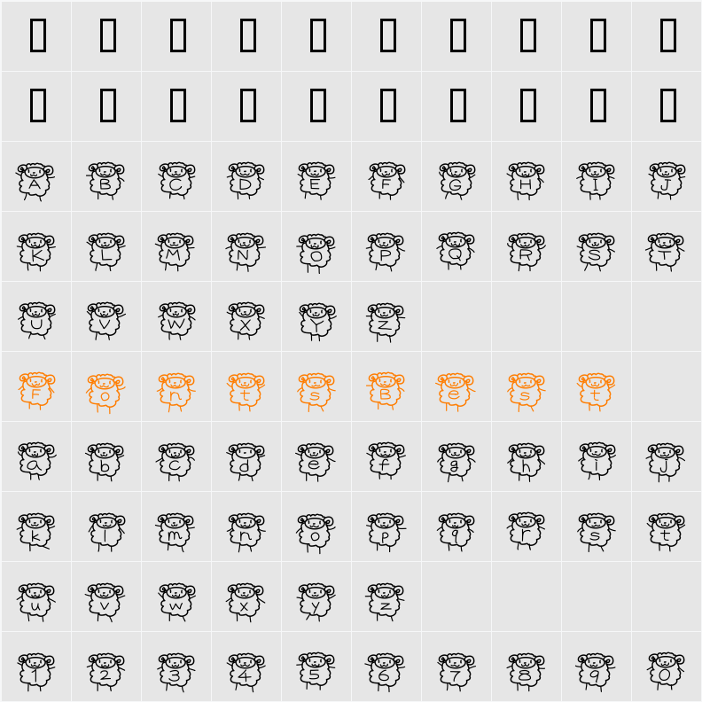 sheep Character Map