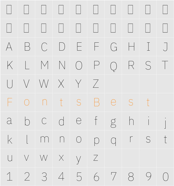 IBM Plex Sans Thin Character Map
