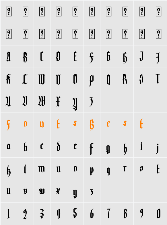Yerninde Character Map