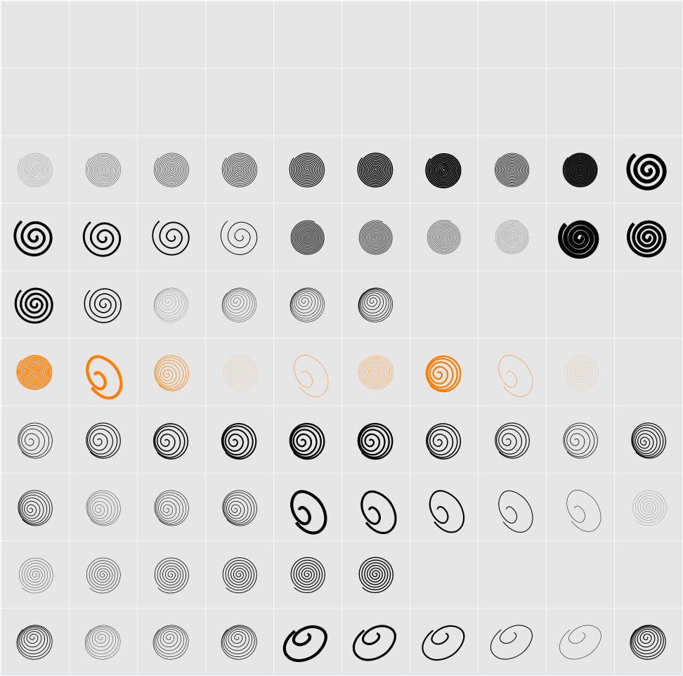 Spiralicus Character Map