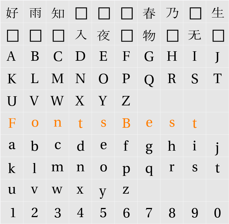 은 신문 Character Map
