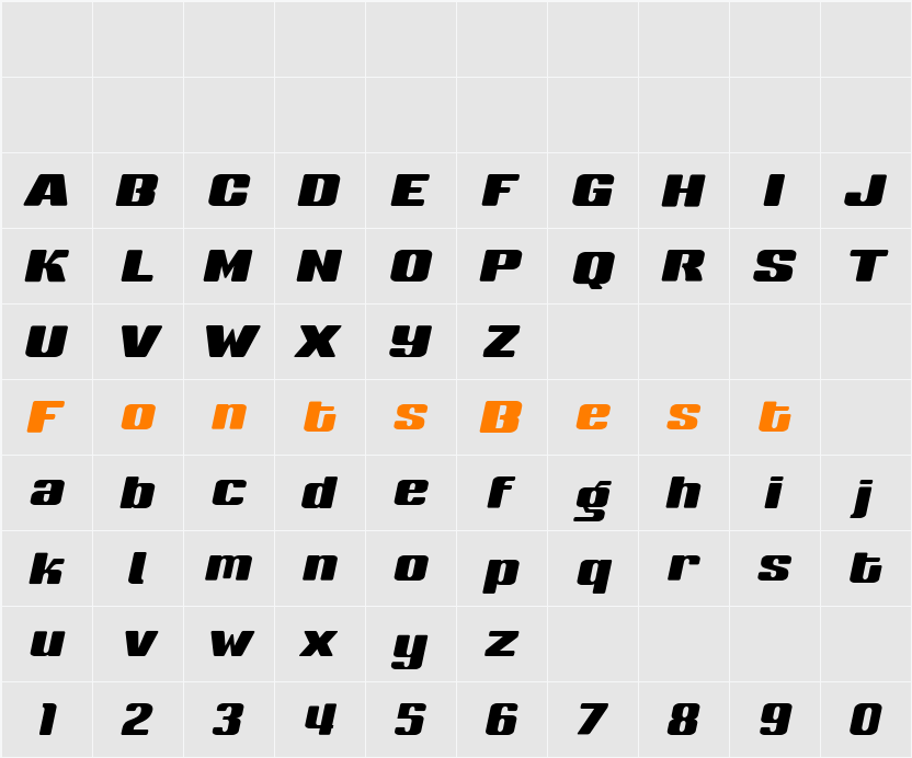 SneakersMedium Character Map