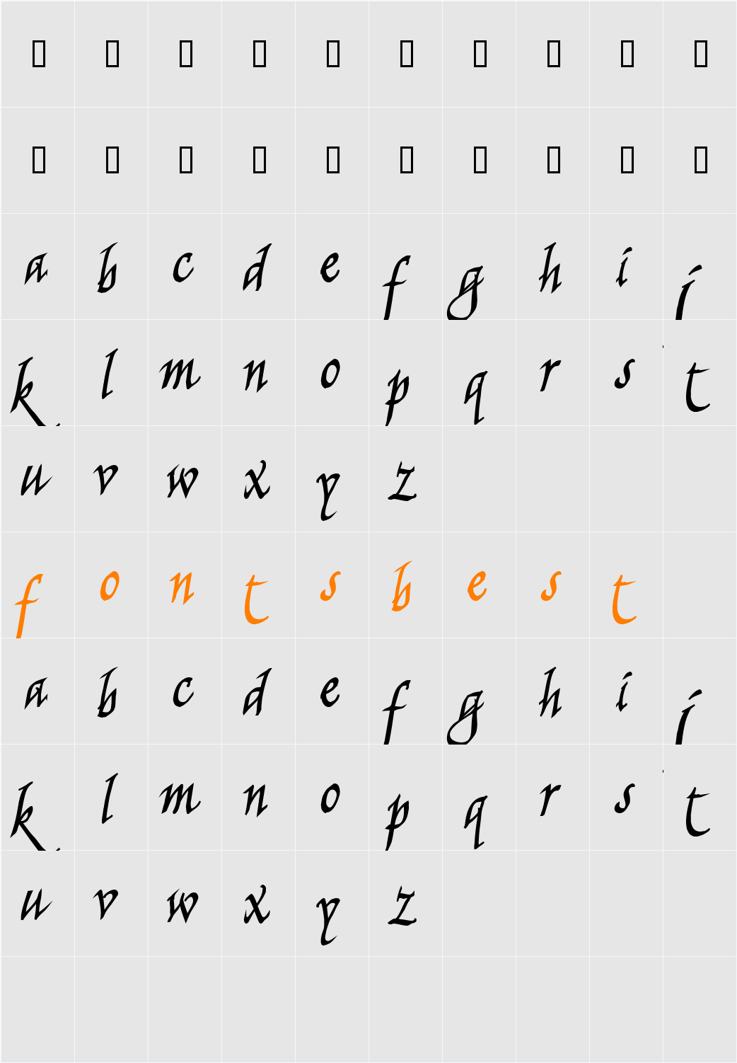 Killgraphy Bold Character Map