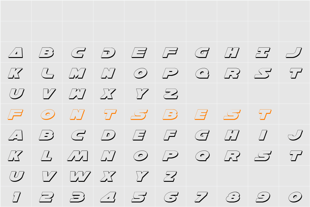 Han Solo Exp Shadow Italic Character Map