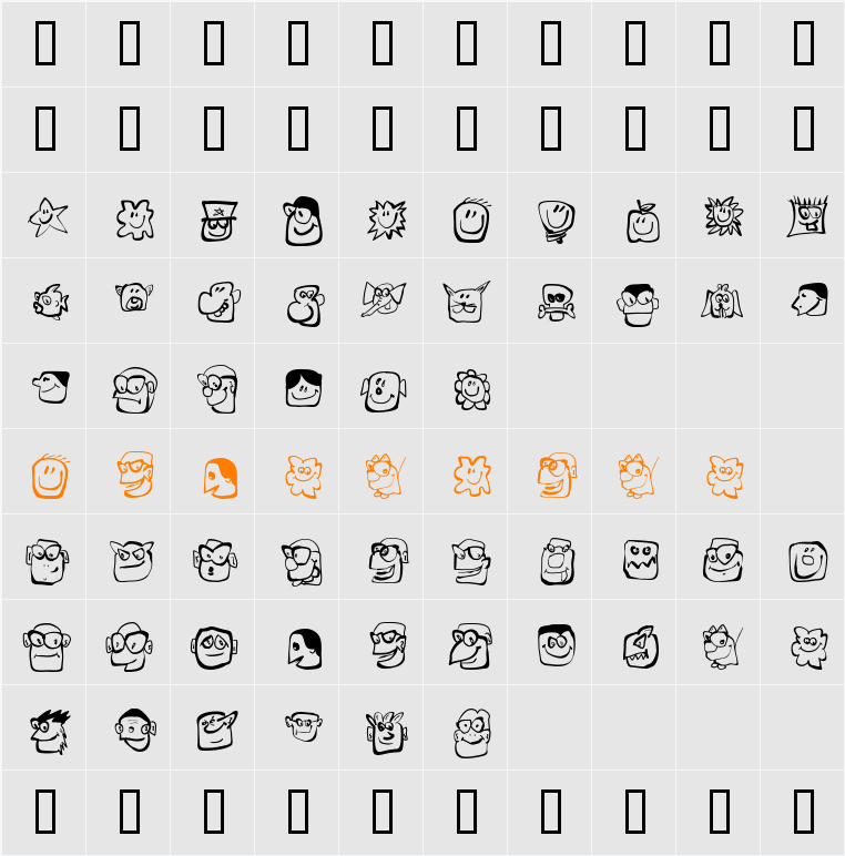 SquareHeads Character Map