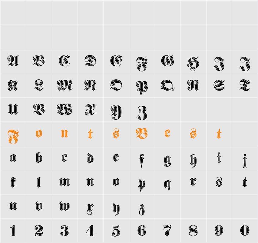 Proclamate Incised Character Map