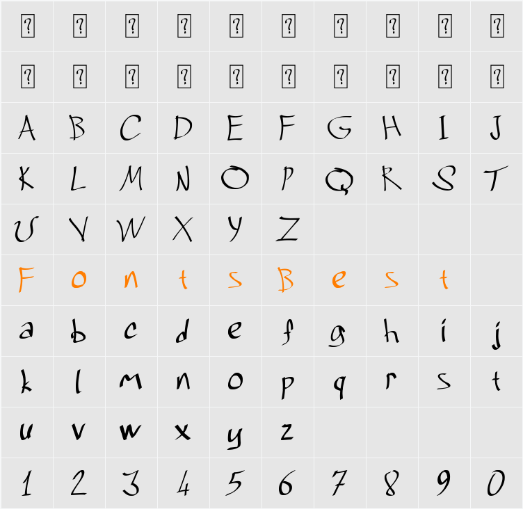 Grafitrk Character Map