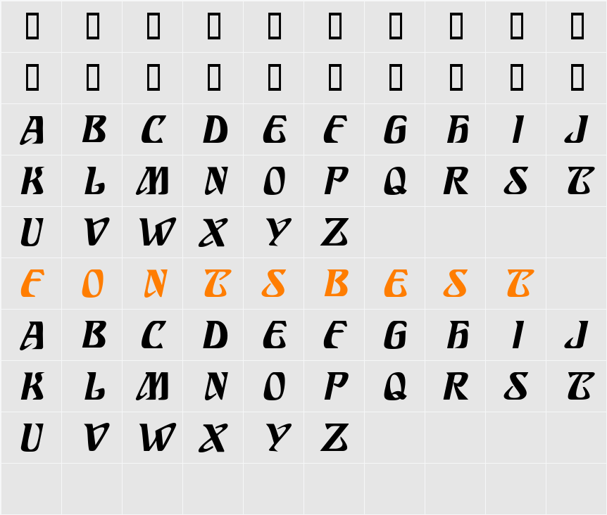 SundraDisplayCaps Character Map