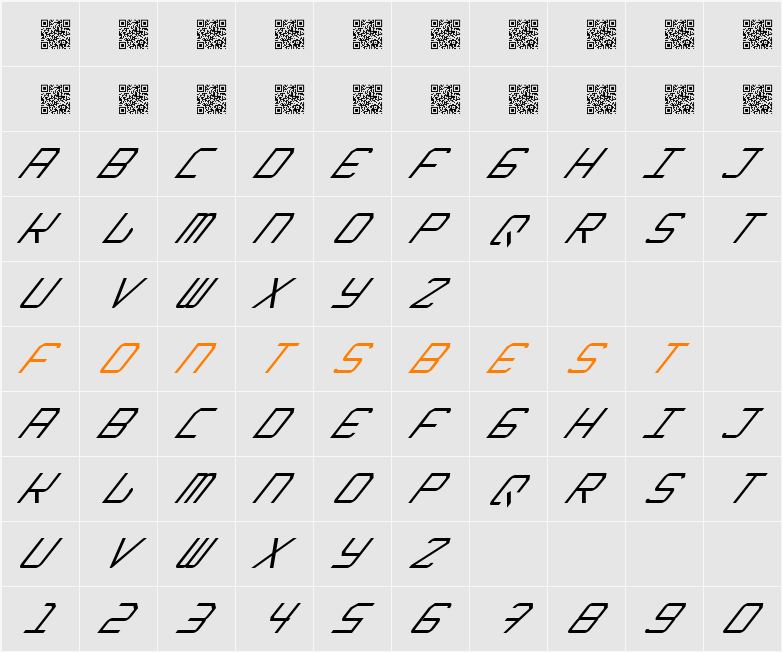 EpicenterItalic Character Map
