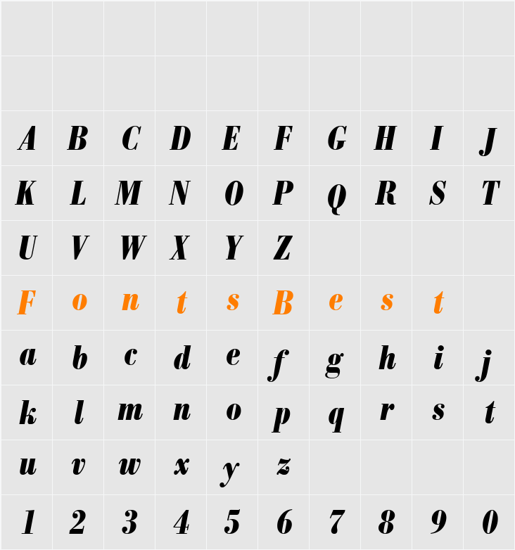 Bodoni BE Character Map