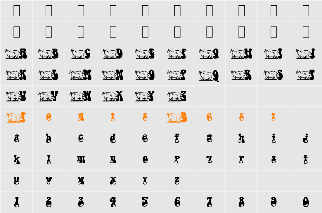 Luckypig Becker Character Map