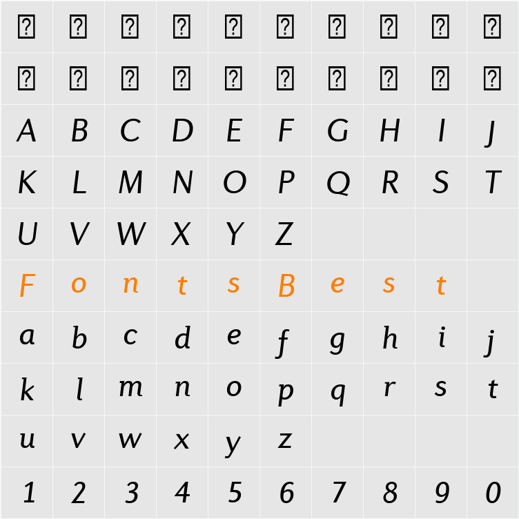 Diverda Sans Com Character Map