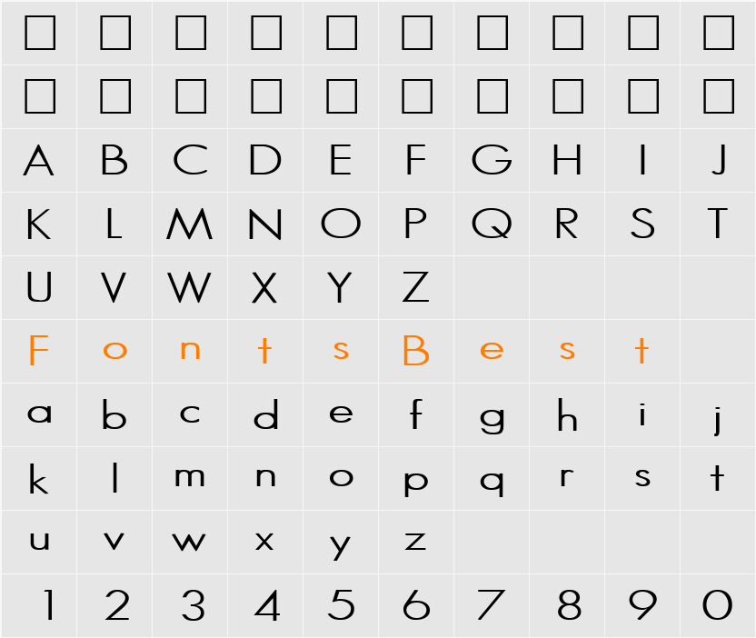 HalibutCondensed Character Map