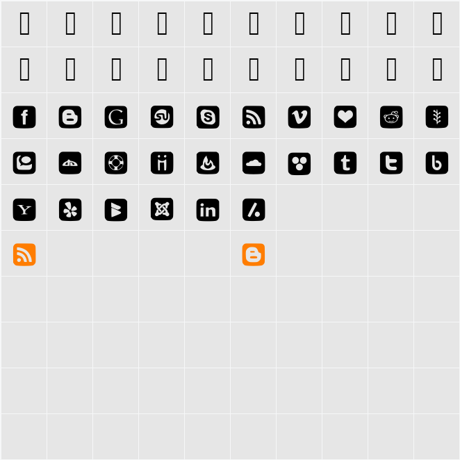 SOCIAL FONT ICONS Character Map