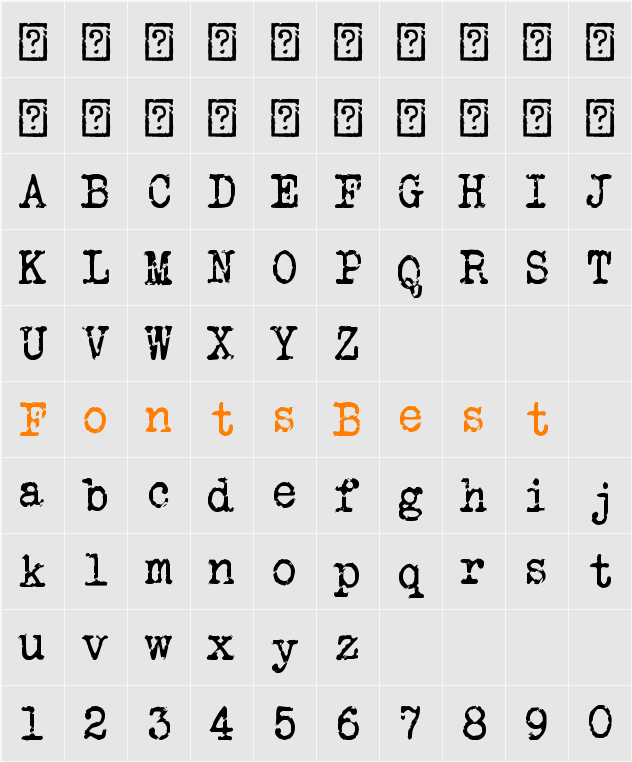 Veteran Typewriter Character Map