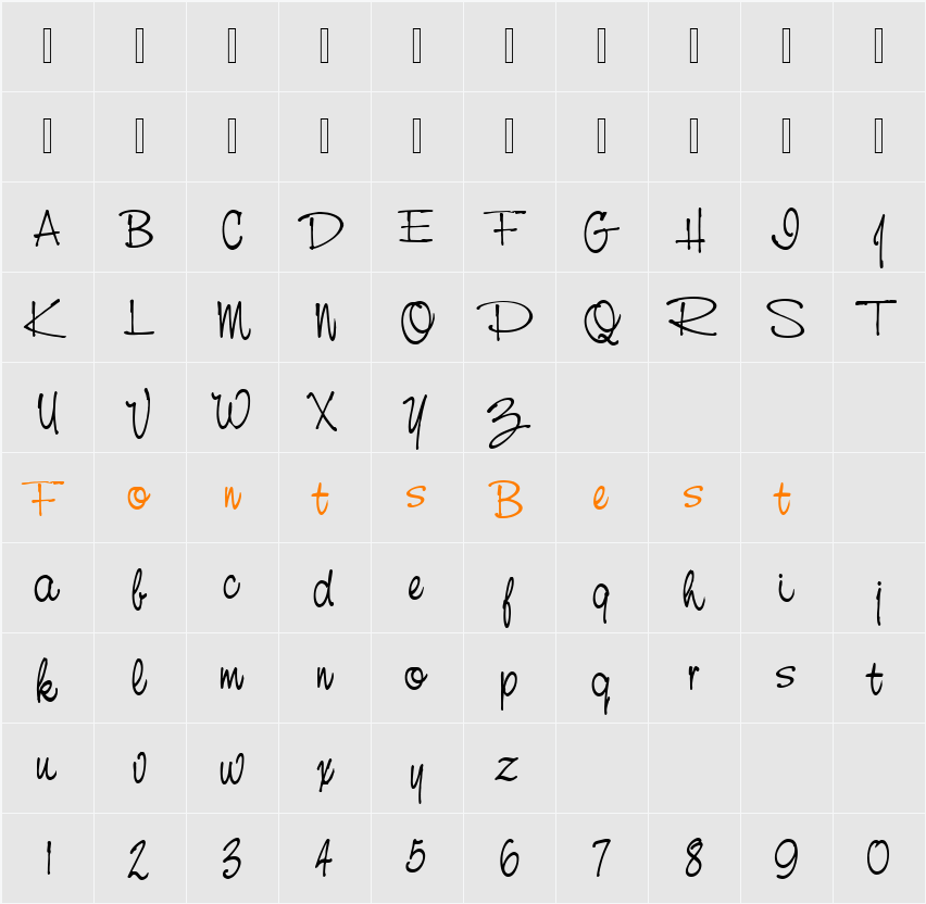 NevisonCasDEE Character Map