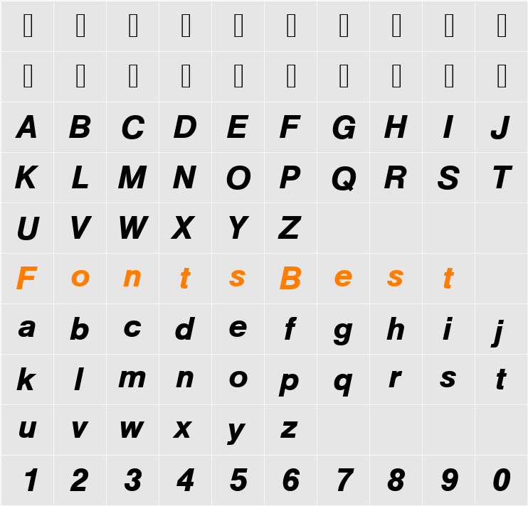 NimbusSanT Character Map