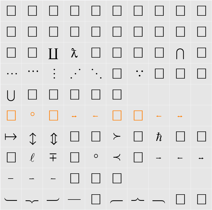 MT Extra Character Map